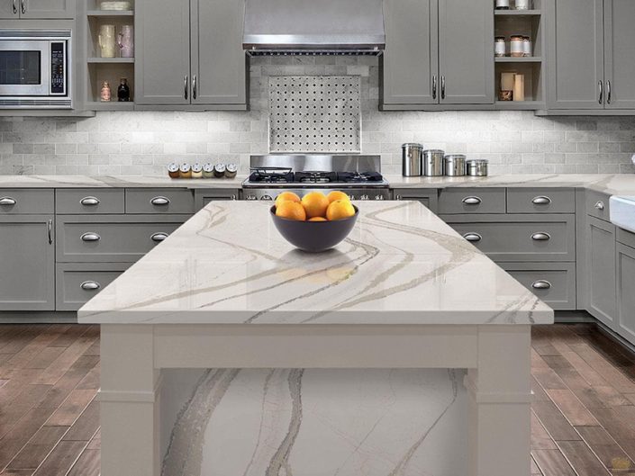 quartz kitchen island
